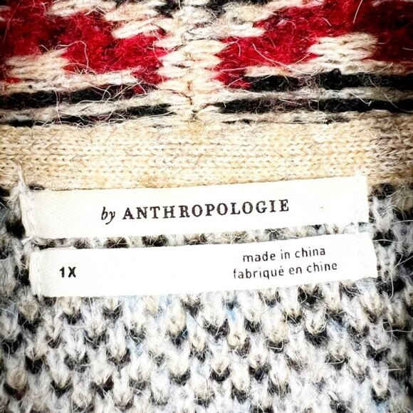 Anthropologie Sweater Women's 1X Paloma Fringed Animal Print Belted Cardigan - Picture 8 of 15